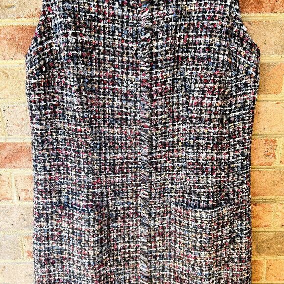 NWT Talbots Black Multi Fringed Festive Tweed Sleeveless Sheath Dress - Picture 8 of 16